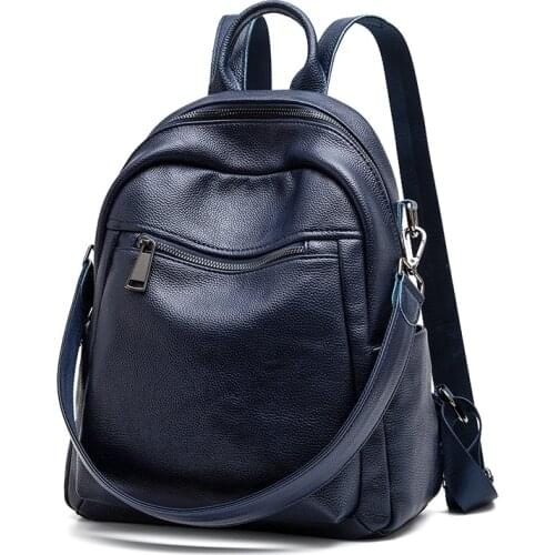 Fashion Backpack Women Genuine Leather Backpacks Female White School Bags For Teenage Girls Shoulder Bag Travel BackPack C1773