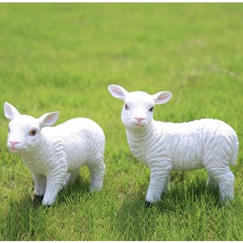 Garden Cute Sheep Sculpture Accessories Garden Decoration Outdoor Animal Statue Creative Resin Courtyard Ornaments Decor Crafts