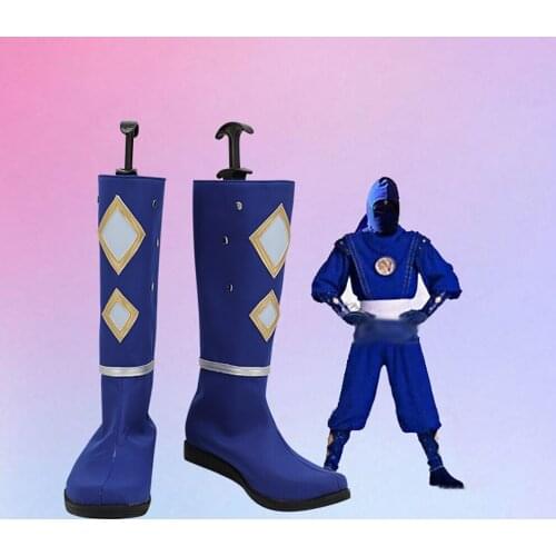 Ninja Sentai Kakuranger Ninja Blue Cosplay Boots Customized Leather Shoes for Unisex