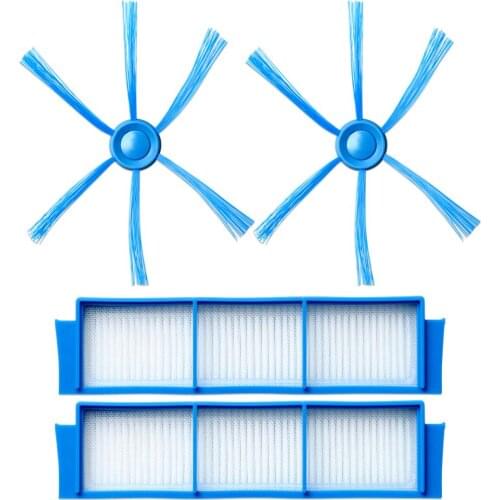2pcs Hepa Filter+2 Side Brush Kit for Philips FC8007 FC8792 FC8794 FC8796 Vacuum Cleaner Replacement Spare Parts HEPA Filters
