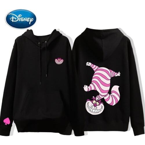 Disney Sweatshirt Fashion Alice in Wonderland Cheshire Cat Cartoon Print Hooded Pullover Unisex Women Long Sleeve Tops 8 Colors