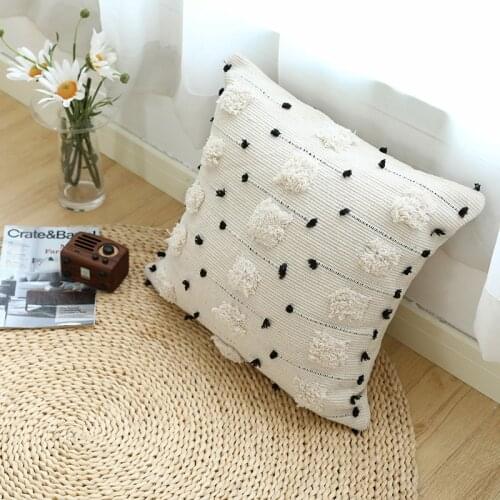 Woven Moroccan Style cushion cover 45X45cm Lumbar Pillow cover 30X50 White Black Simple Geometric for Home decoration Sofa Bed