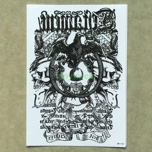 Waterproof Temporary Tattoo Sticker large hawk skull tatto stickers flash tatoo fake tattoos for men women old school