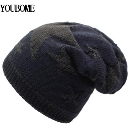 YOUBOME Knitted Hat Women Winter Men Skullies Beanies Hats For Men Mask Gorras Bonnet Male Warm Fur Baggy Beanie Winter Hats Cap