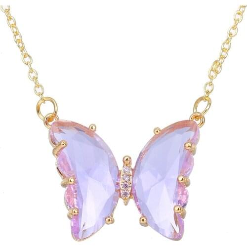 Bettyue Exquisite Butterfly Shape Crystal Colorful Necklace For Women&Girls Cute Jewelry In Fashion Party Charming Ornament