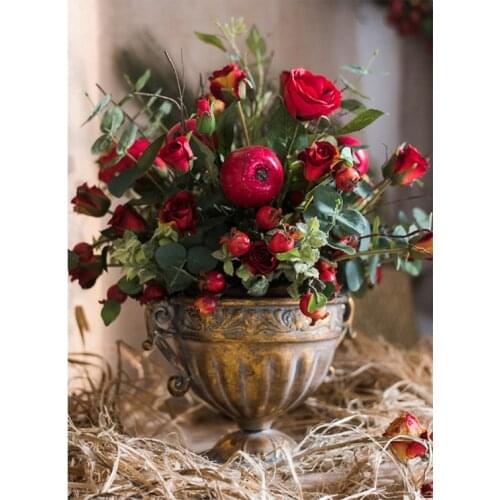 Handcrafted gold antique retro metal flower vase