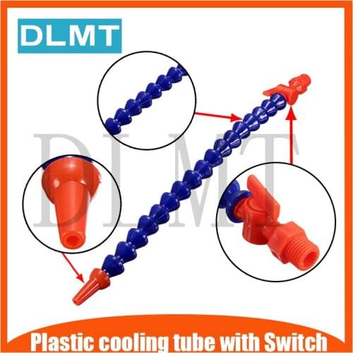 10PC 300mm 30cm 1/4 Round Nozzle with Switch Plastic Flexible Water Oil Coolant Pipes Hoses For CNC Machine Milling Cooling Tube