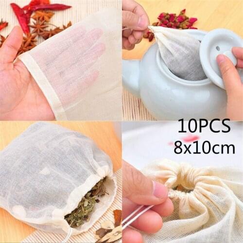 Food Grade Non-woven Fabric Tea Bags 10pcs Tea Filter Bags for Spice Tea Infuser with String Heal Seal Spice Filters Teabags