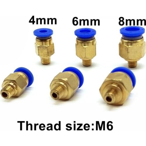 10pcs/lot Pneumatic Fitting M6 Thread Tube OD. 4mm 6mm 8mm Quick Joint Connector PC4-M6 PC6-M6 PC8-M6