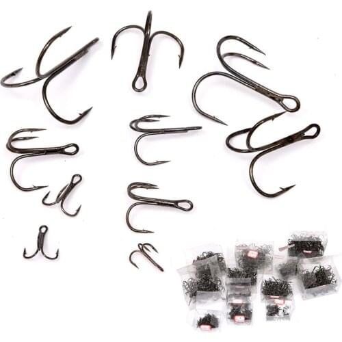 100pcs/Box Super Sharp Three Anchor Hook Sea Fishing Treble Hook Barb Carbon Steel Triple Hooks for Jig Carp Fishing Lure Tackle