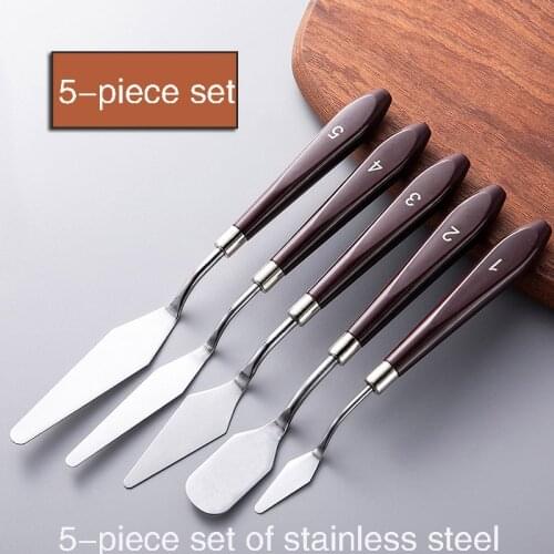 5piece set of stainless steel small scraper cream cake embossing plastering smoothing carving water mixing powder pigment baking