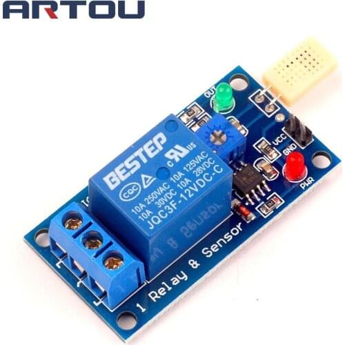 5PCS /Lot DC 12V 1 Channal 1CH Humidity Sensor Switch Relay Module Control Board Humidity Sensor Module