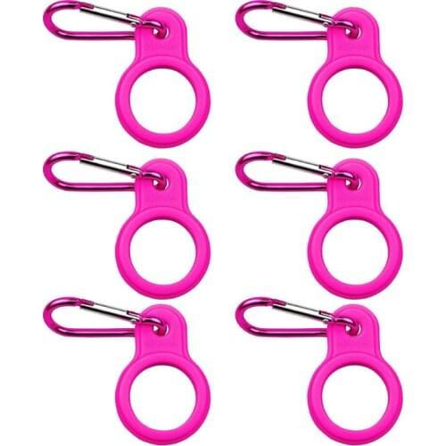 6pcs Silicone Water Bottle Carrier Hiking Bottle Holder Clip Hook with Carabiner for Bike Camping Traveling Outdoor