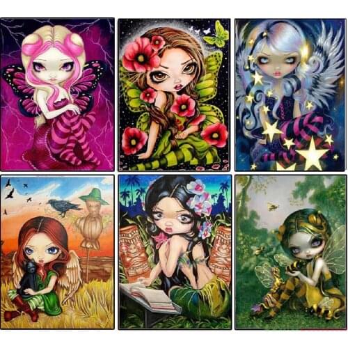 Diamond Embroidery Cartoon Girls Mosaic Crystal 5D Cross Stitch Butterfly Fairy Full Drill Diamond Painting DIY Sticker X51