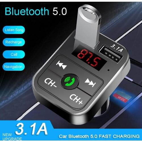 Car Bluetooth 5.0 FM Transmitter Wireless MP3 Player 3.1A New Car Charger Dual USB Handsfree Auto Portable Audio Receiver Player