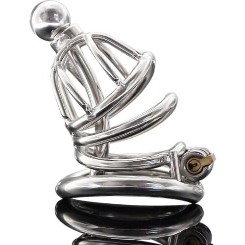 BDSM Male Stainless Steel Chastity Device Belt cock Prison Metal Cock Cage Extreme Cock Lock Restraint Ring Sex Toy for Men