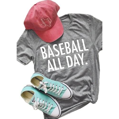 Baseball All Day T-Shirt slogan camisetas tumblr tees women fashion summer cotton tops vintage tshirt letter print grunge shirt