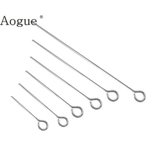 15mm~50mm Silver Color Tone Stainless Steel Eye Pins For Jewelry Making Accessories DIY Pendant Supplies