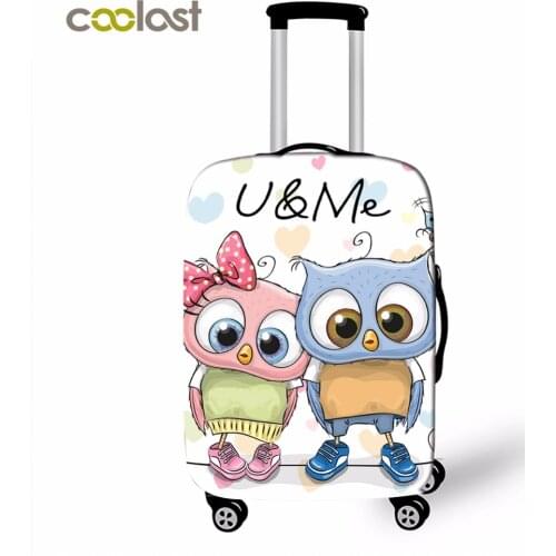 New Cute Owl Pattern Travel Suitcase Covers 18''-32''Girls High Elastic Luggage Protective Covers Dust Proof Suitcase Protector