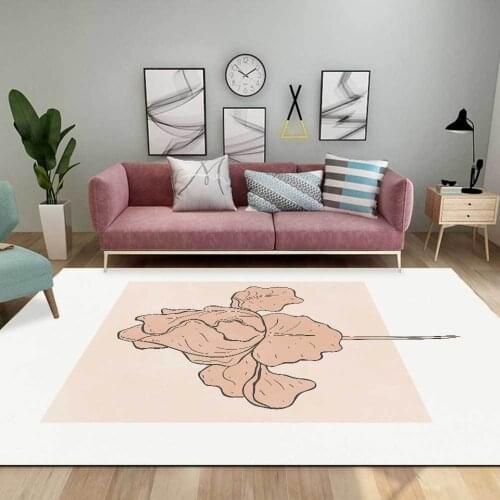 Flower Carpet Simple Nordic Style Long Hair Rugs For Living Room White Pink Bathroom Mat Girls Bedroom Bedside Anti-slip Carpet