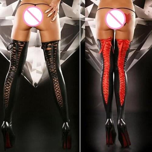 Long Stocking Sexy Stockings Night Club Latex Stockings Women Faux Leather Thigh High Stockings Hot Pole Dance Party Hosiery