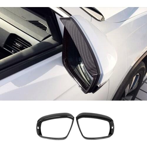 For T-ROC TROC T ROC 2017- 2019 ABS Carbon fiber Car side door rearview mirror block rain eyebrow Cover Trim Accessories 2pcs