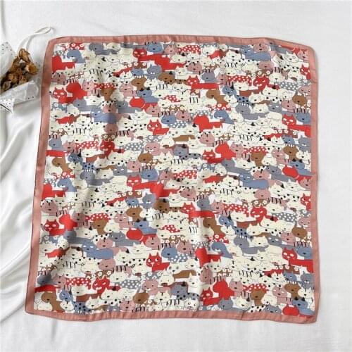 Print Headscarf Elegant Neckerchief Satin Silk Square Scarf For Women Headband Hair Wrap Shawl Foulard Hijab Female Bandana 2021