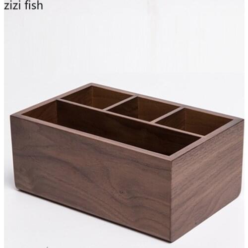 Black Walnut Classical Desktop Storage Box Sundry Storage Pen holder Mobile stationery Organizer Desktop Decoration Accessories