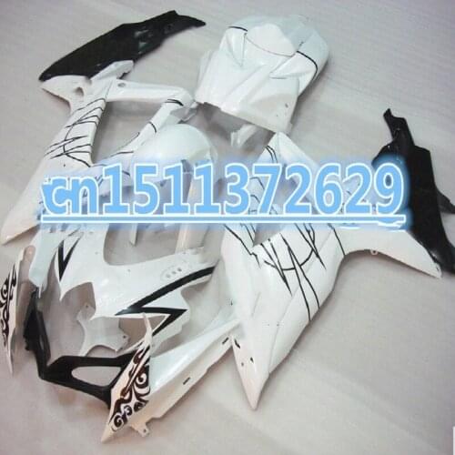 Fairing kit for Suzuki GSXR 600 GSXR 750 08 09 10 white black fairings set K8 GSX R 600 750 2008 2009 2010