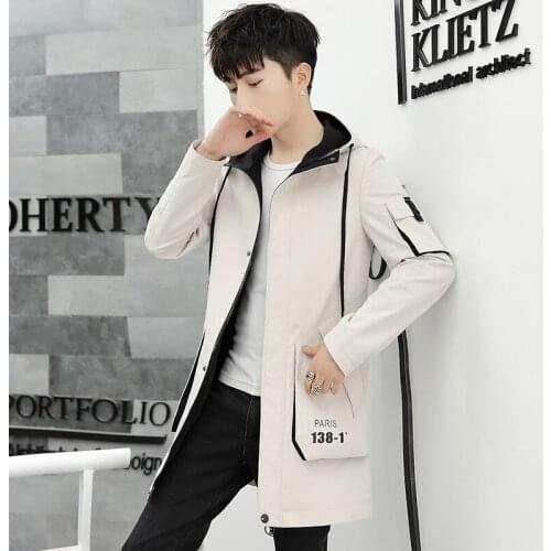 Jacket men streetwear hoodies bomber jacket autumn new long section long sleeve color matching tooling casual jacket male W740