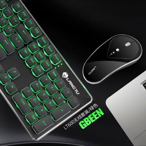 Langtu Lt600 Charging Luminous Game Key Mouse Set Mute Wireless Keyboard and Mouse Set EBA