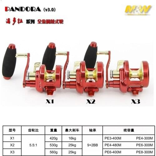 MW PANDORA X1/X2/X3 jigging reel full metal left and right handle 16kgs drag jig fishing reel