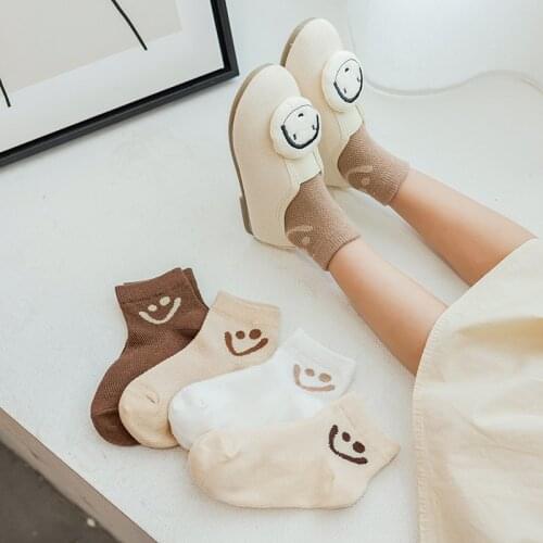 5 Pairs/Lot Baby Socks Mesh Short Socks Thin Cotton Spring Summer Boys Girls Sock Smlie Newborn Accessories Children Socks