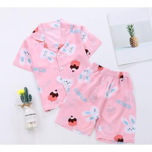 2021New Summer Children Pajamas Set Girls Casual Clothing Sets Boys Sleepwear Suit Sets For Kids Cotton Pajamas Clothing Set