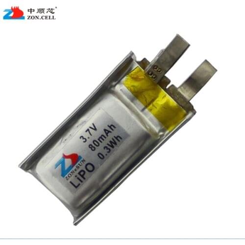 Polymer lithium ion core 401020 3.7V Bluetooth headset 80mAh miniature mobile device 20x10x4 Rechargeable Li-ion Cell