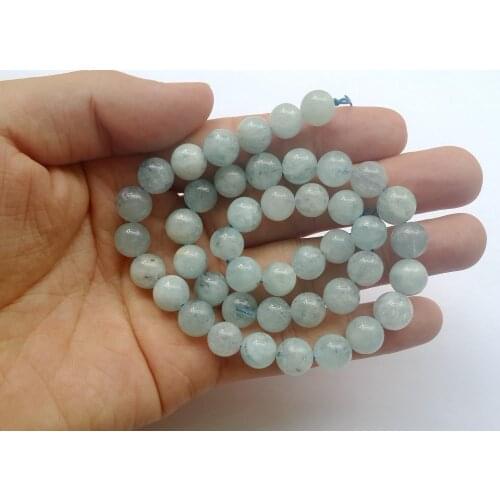 Natural Aqua marine Gem Stone Bead,4mm 5mm 6mm 7mm 8mm 10mm Round Semi Precious Stone Beds for Jewelry Making,1String 15.5"
