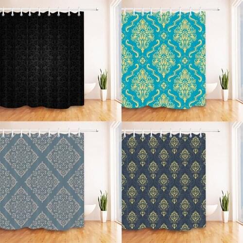 Retro Baroque Pattern Shower Curtain Bathroom Bath Screens Waterproof Fabric Mandala Printing Ethnic Shower Curtain with Hooks