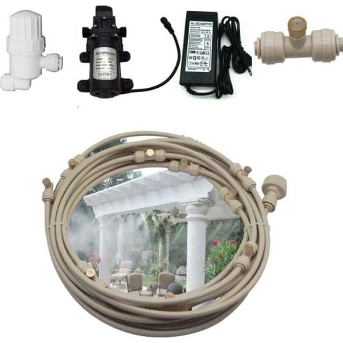 Garden Water fog pump misting cooling system nebulizer 12V power adapter water filter for flower greenhouse garden irrigation