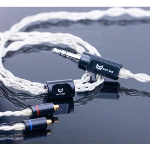 Cat ear TUXEDO Single crystal copper silver-plated wire black and white cat earphone upgrade Cable MMCX 0.78mm balance hifi