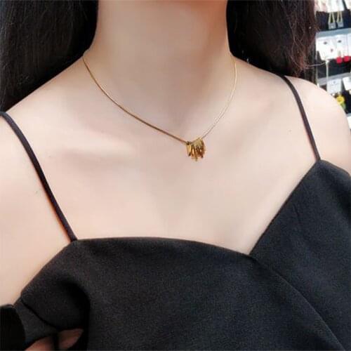 SUQI Non-Fading Modern 316 Stainless Steel Square Bead Gold Women Choker Tassels Pendants Necklaces Femme Chain Jewelry Gift