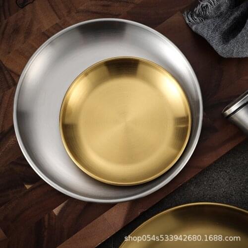 Steel tray stainless steel tray plate dish under golden plate plate plate cake plate fruit plate korean plate cafe plate