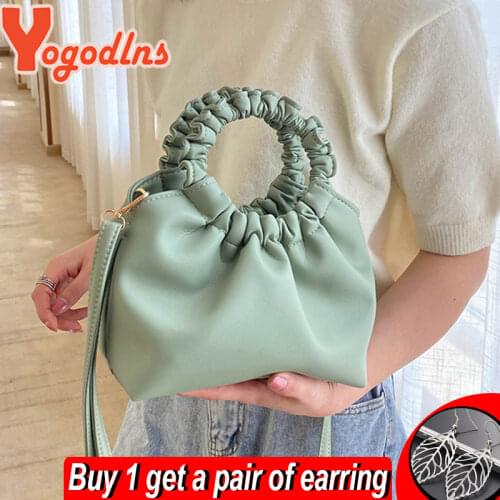 Yogodlns Fashion Cloud Bag For Women Top-handle Bag Daily Handbag Pleated Dumpling Shoulder Messenger Bag Small Crossbody Bags