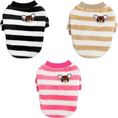 Dog Hoodie Stripes Vest Dog Clothes For Small Dogs Winter Warm Pet Clothing Sweatshirt Puppy Jacket Cotton Fleece Sweater
