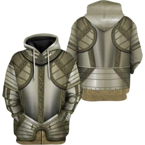 Silver Armor knight Cosplay hooded Sweatshirt 3D Printed Hoodies Men Casual Armored knight Royal knight Jacket