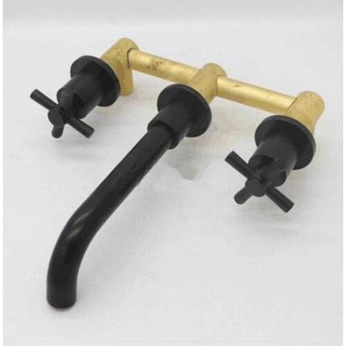 Vidric Antique black bronze wall mouted concealed split / Siamese basin faucet three-piece faucet set hot &cold Bathroom faucet