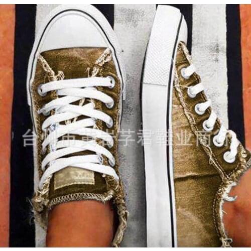 Women Denim Canvas Shoes 2020 Retro Female Breathable Sport Vulcanized Shoes Ladies Lace Up Flat Sneakers Students Casual Shoes