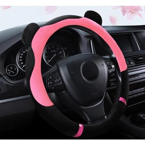 Funda Volante Coche Cute Car Accessories Interior Woman Plush Steering Wheel Cover For Girls Universal Cubre Volante Auto Mujer