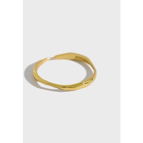 100% 925 sterling silver geometric irregular line rings for women anelli donna, minimalism gold color ring bague femme jewelry