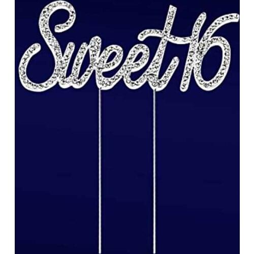 Gold silver Sweet 16 Cake Topper boy girl 16th Birthday Party Anniversary table centerpieces Decoration favor Supply Accessory