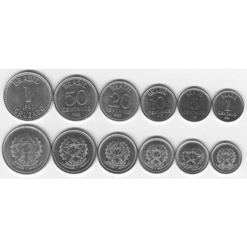 1 Set 6 Pieces Brazil Coins Old Original Coin Collectible Edition Real Rare Commemorative Random Year